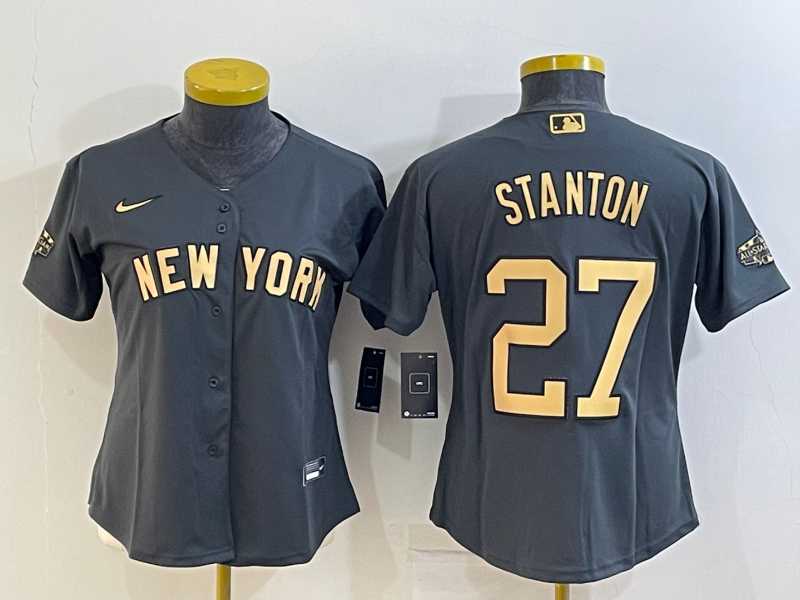 Women%27s New York Yankees #27 Giancarlo Stanton Grey 2022 All Star Stitched Cool Base Nike Jersey->mlb womens jerseys->MLB Jersey
